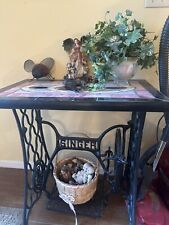 Vintage singer sewing machine table with custom stained glass top picture