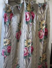 Dove gray Floral Nubby  Barkcloth 1940s  Vintage Fabric Drape 4 Avail picture
