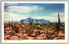 Mesa, Arizona AZ - Panorama Superstition Mountain - Vintage Postcard - Unposted picture