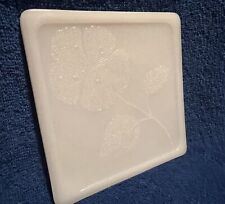 Vintage McKee Milk-glass Trivet.  White Embossed Flower . 5.5” X 5.5” Set Of 4 picture