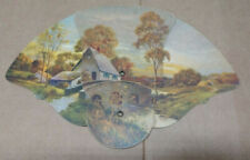 Vintage Tri Fold Fan Farm Countryside Scene AALCO Moving & Storage St Louis Mo  picture
