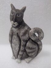 Vintage Marsha Mccarthy Cat Figure Gray Tabby Blue Eyes Signed picture