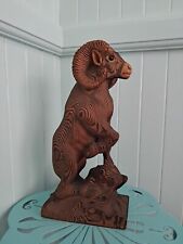 Vintage Kadian Crafts LTD Canada Hand Carved Wood Ram Sheep Sculpture Figure 14