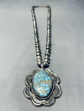 IMPORTANT BEST THUNDERBIRD TURQUOISE VINTAGE NAVAJO STERLING SILVER NECKLACE picture