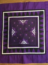 Vintage Asian Hmong Laos Purp Embroidered Folk Art Textile Fabric Patch Wall Art picture