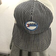 Amtrak Snapback Trucker Stripe Mesh Round Patch Hat Size-A-Just Cap USA Vintage picture