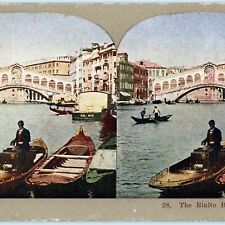 c1900s Venice, Italy Old Rialto Bridge Grand Canal Stereoview San Marco Polo V35 picture