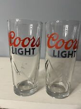 Coors Light 16 oz Beer Glasses lot of 2 Clear Heavy Duty with Embossed Mountains picture