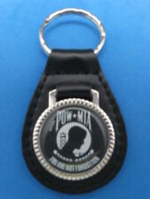 PATRIOTIC POW MIA YOU ARE NOT FORGOTTEN USA BLACK LEATHER KEYRING KEYFOB #252 picture