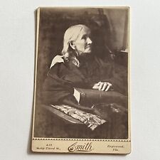 Antique Cabinet Card Photograph Beautiful Elderly Mature Woman Book Englewood IL picture