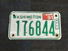 1976-1986 1991 APR Washington State Motorcycle License Plate Green White 176844 picture