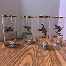 Ned Smith Vintage Highball 22 Kt Gold Rim Glasses Set of 4 picture