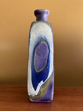Marcello Fantoni 11” Bottle Vase / Italian Mid Century Pottery Art Jewel Tones picture