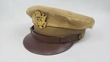 VINTAGE WWII BANCROFT USAAF US ARMY AIR OFFICERS MILITARY VISOR CRUSHER CAP HAT picture