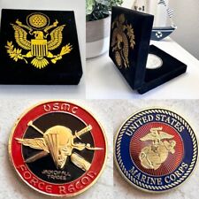 NEW USMC U.S. Marine Corps Force Recon Challenge Coin with velvet case picture