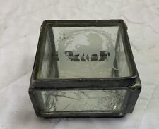 Vintage Small Glass Trinket Box, Etching, Whimsical Horse picture