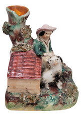 Antique Staffordshire Spill Vase Man Dog Figurine English  picture