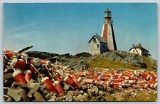 Postcard Yarmouth Lighthouse, Nova Scotia lobster pot markers N115 picture