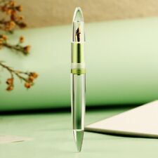 MAJOHN M2 PLUS Transparent Resin Fountain Pen Green Metal F Nib Dropper Gift #sd picture