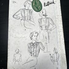 Vintage 1940s Butterick 2094 Tailored Pintucked Blouses Sewing Pattern 12 USED picture