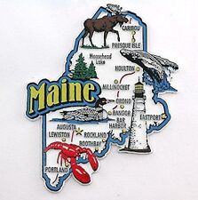MAINE STATE MAP AND LANDMARKS COLLAGE FRIDGE COLLECTIBLE SOUVENIR MAGNET picture