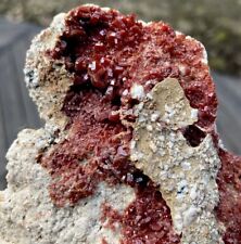 Fine Red VANADINITE Crystal on Matrix Rock - Mibladen, Midelt, MOROCCO 1.23lbs picture