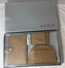 Avon Ostrich-Look Boxed Gift Set 3 piece Wallet Organizer 2000 picture