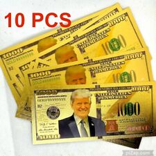 Pack of 10 Donald Trump $1000 Dollar 24K Gold Foil Banknote GIFT 3-D Overlay New picture