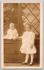 RPPC Postcard~ Young Girl & Her Infant Sibling~ Dorman Bros, Bakersfield, CA picture