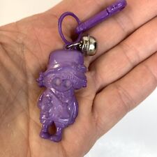 80's Girl w/Teddy-Bear Charm Purple Plastic Bell Clip-On 4/Necklace 1980's VTG picture