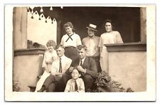 Antique Early 1910s - Family Portrait On Porch - Real Photo Postcard (UnPosted) picture
