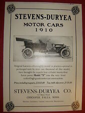 1910 STEVENS-DURYEA Original Ad picture