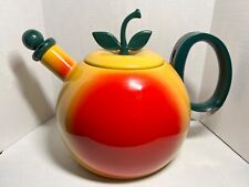 Vintage 1970's COPCO Enameled Metal Peach Tea Pot Kettle w/Lid picture