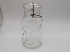 Vintage Ball Ideal Clear Glass Quart Jar With Glass Lid Wire Bail picture