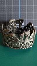 Vintage Halloween Cats Pewter Candle Holder (1990s) picture