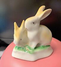 Vintage Hollohaza Hungary 2 Bunnies Bunny Rabbit Porcelain Figurine picture