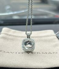 David Yurman 925 Silver 11mm Albion Pendant & White Topaz & Diamond 18 Necklace picture