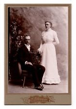 C. 1890s CABINET CARD I. GLERUM HUSBAND & WIFE COUPLE DEVILS LAKE NORTH DAKOTA picture