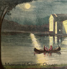Vtg Litho Postcard 1930s Linen Museum Of Science Chicago Moonlight By Lueter picture