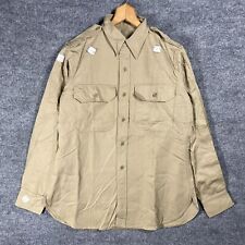 VINTAGE 40s WWII Khaki Uniform Shirt Size 15 DEADSTOCK NOS Cotton Field Utility picture