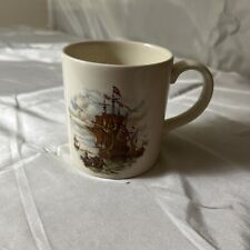 Vintage Beige Poole Pottery England Tall Ships Coffee Mug picture