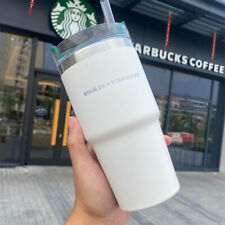 Starbucks + Stanley White Cream Stainless Steel Straw Cup 20oz Tumbler Car Cup picture