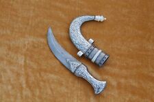 old vintage mughal  silver inlaid Arabic style jambiya handle dagger knife picture