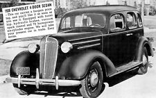 ANTIQUE AUTO, 1936 CHEVROLET 4 DOOR SEDAN, VINTAGE DEALER POSTCARD (#808) picture