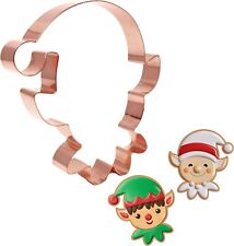 Cute Christmas Elf Face Cookie Cutter 4 x 4.5 inches - Handcrafted Copper  picture