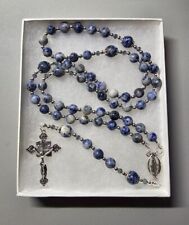 Large One Of A Kind Hand Crafted Rosary Made With Natural Blue Spot Jasper picture