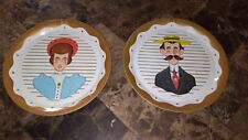 2 Vintage Decorative Wall Hanging Plates Woman & Man picture