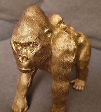 Kingston Living Gold Gorilla With Baby Statue Sculpture King Kong Tropical 8
