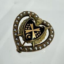10k Yellow Gold Seed Pearls Order of De Molay Fraternity Lapel Pin 3.7g - .74” picture