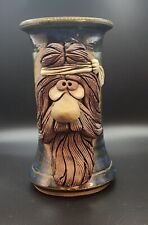Ugly Faced Hippie Mug Tall Blue Pottery Mug Artist Signed K 